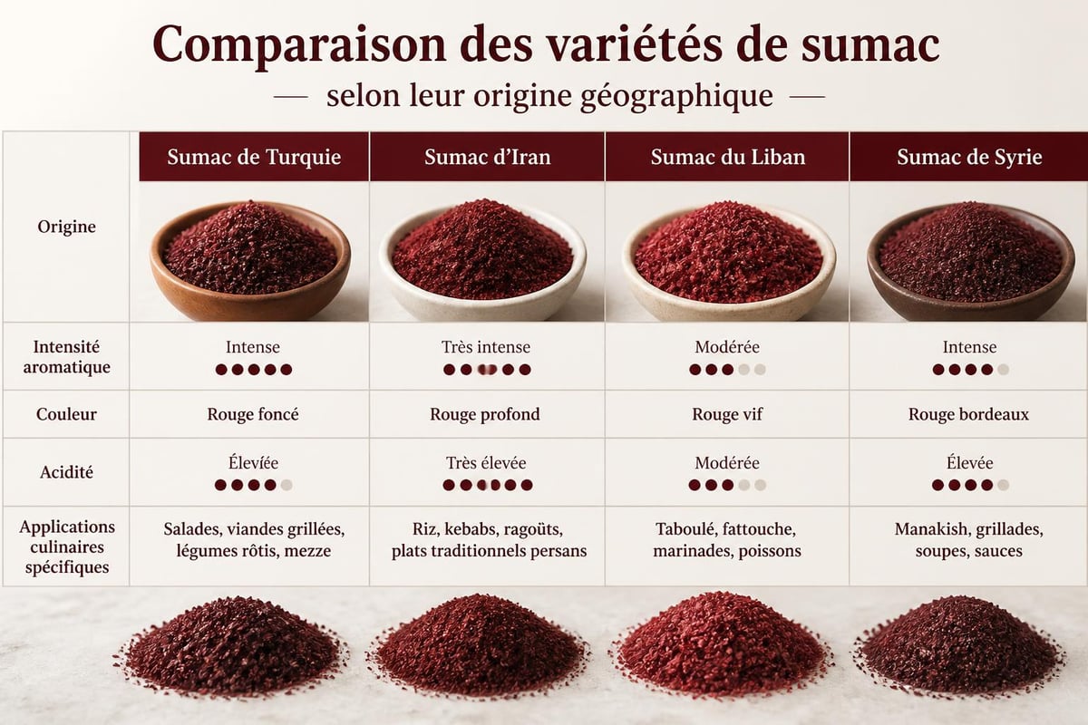 Différentes variétés de sumac