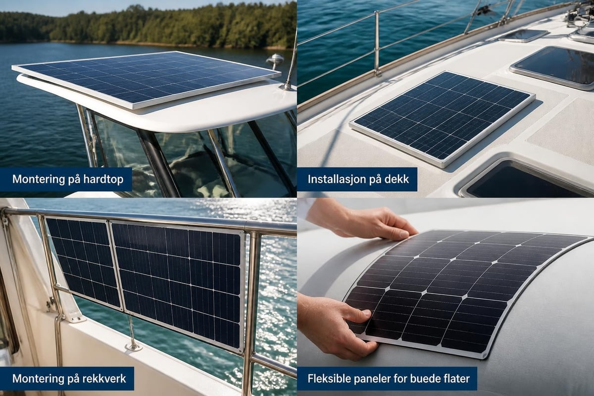 Solcellemontering på båt