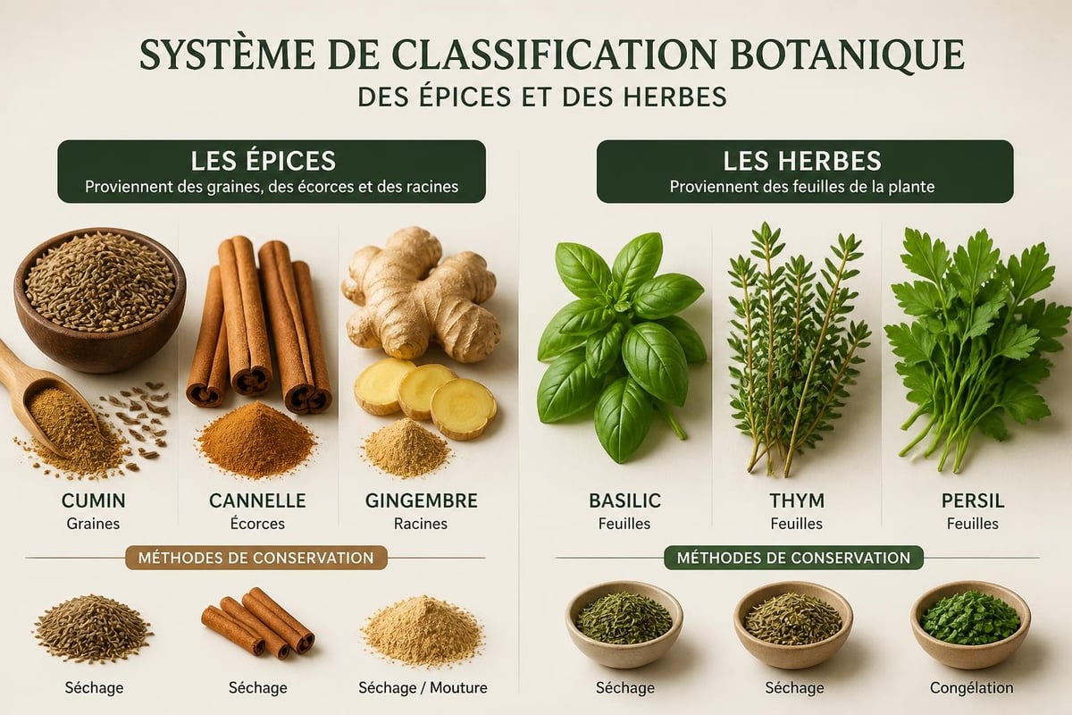 Classification des epices et herbes