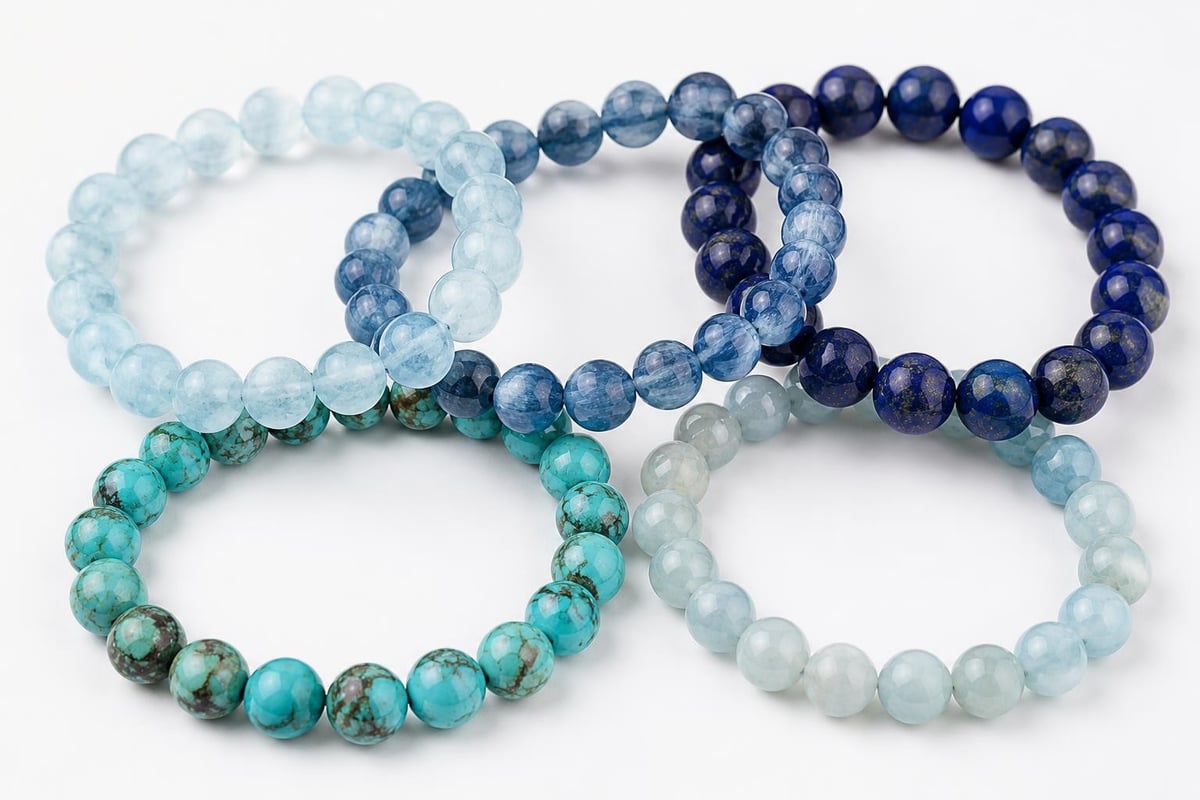 Spectrum of blue gemstones