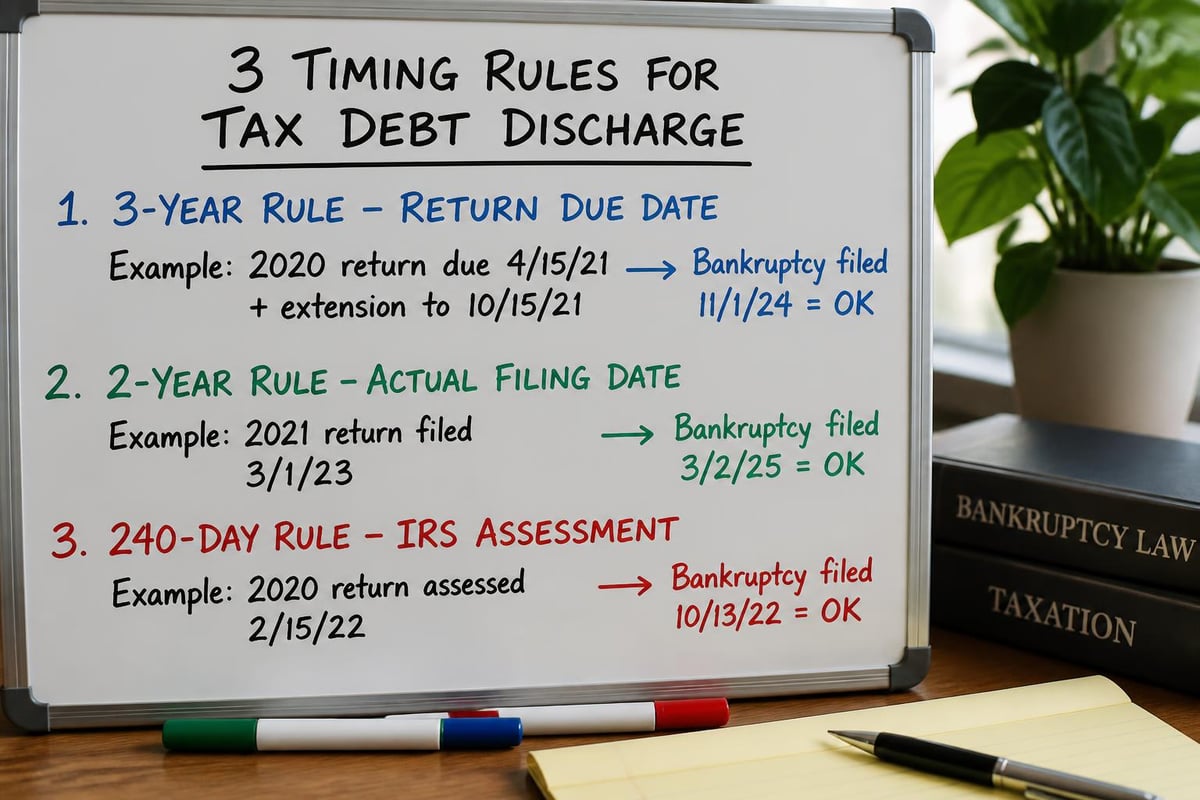 Timeline rules for discharging tax debt