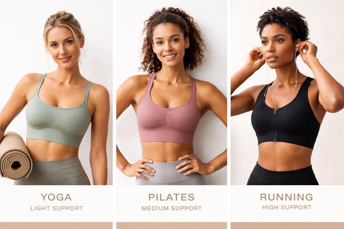 Sports bra support categories