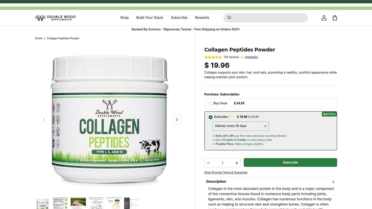 7 Top Hair Skin Nail Vitamins to Try in 2025 - Double Wood Supplements Collagen Peptide Powder