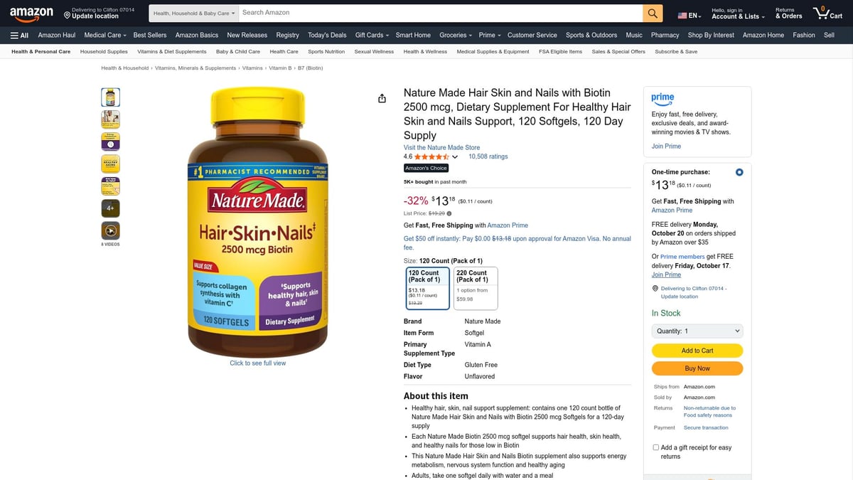 7 Top Hair Skin Nail Vitamins to Try in 2025 - Nature Made Hair Skin and Nails with Biotin Softgels
