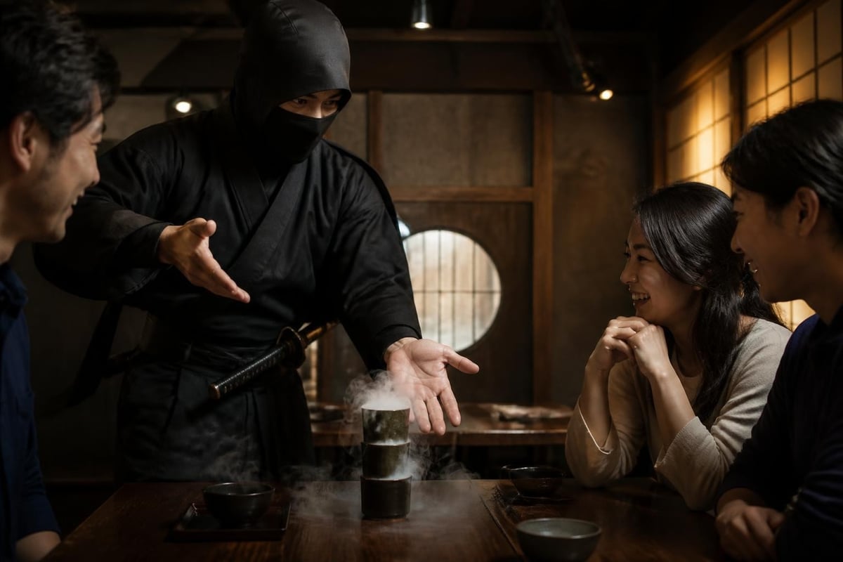 Ninja dining theatrical elements