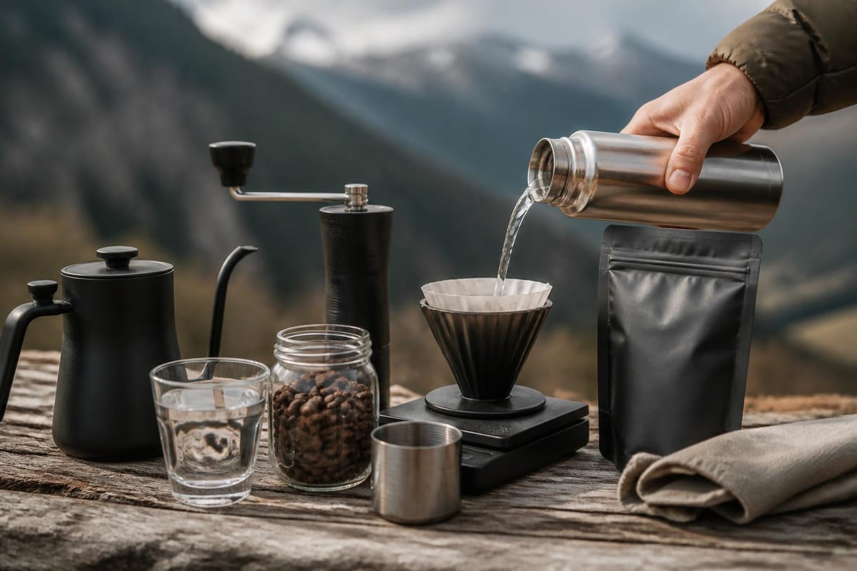 Travel coffee preparation essentials