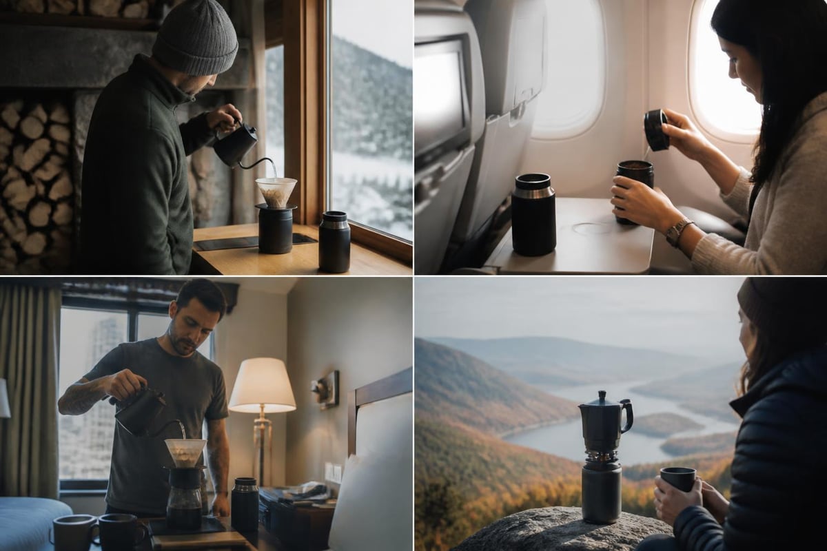 Coffee brewing in different travel scenarios