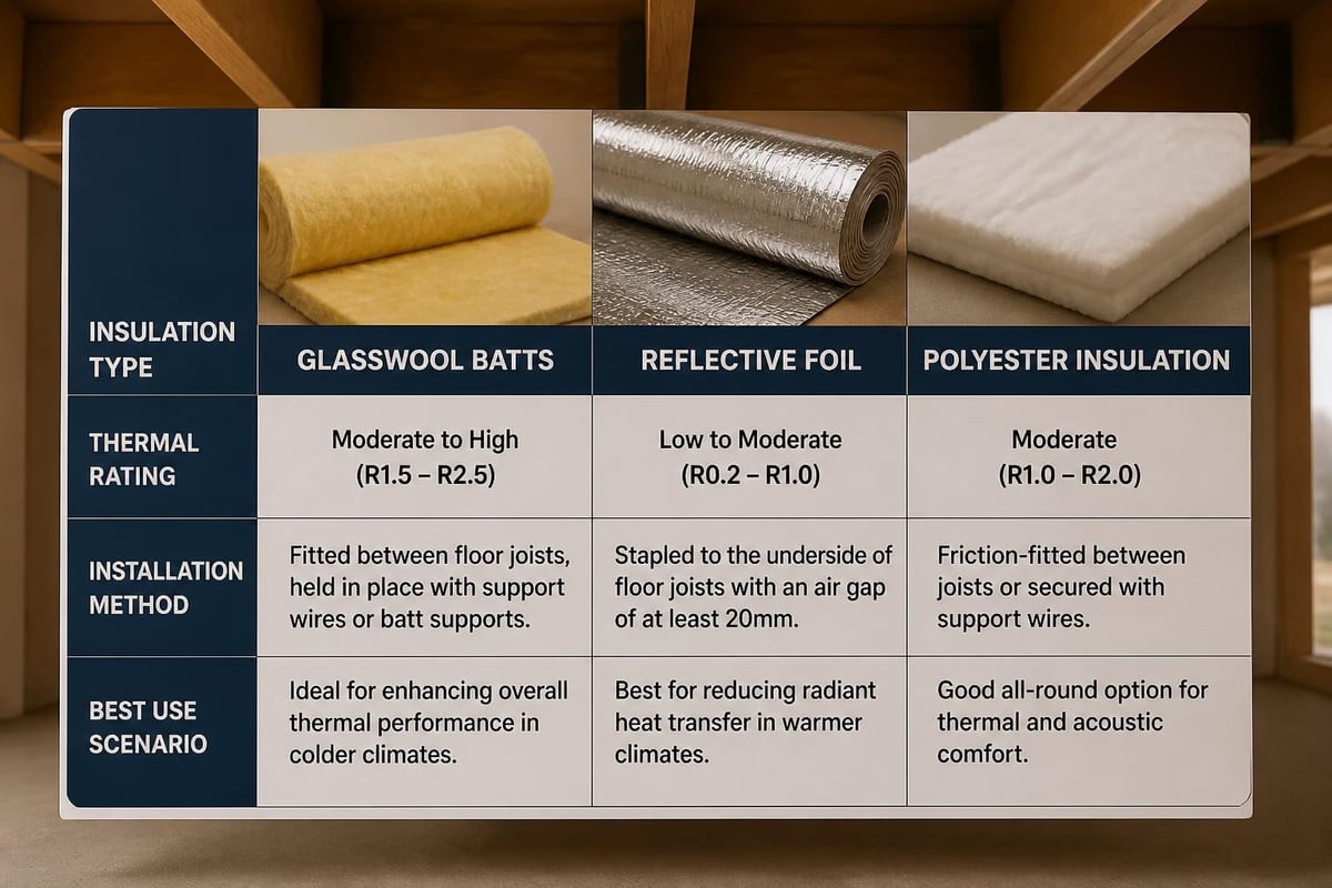 Comparison of underfloor insulation materials