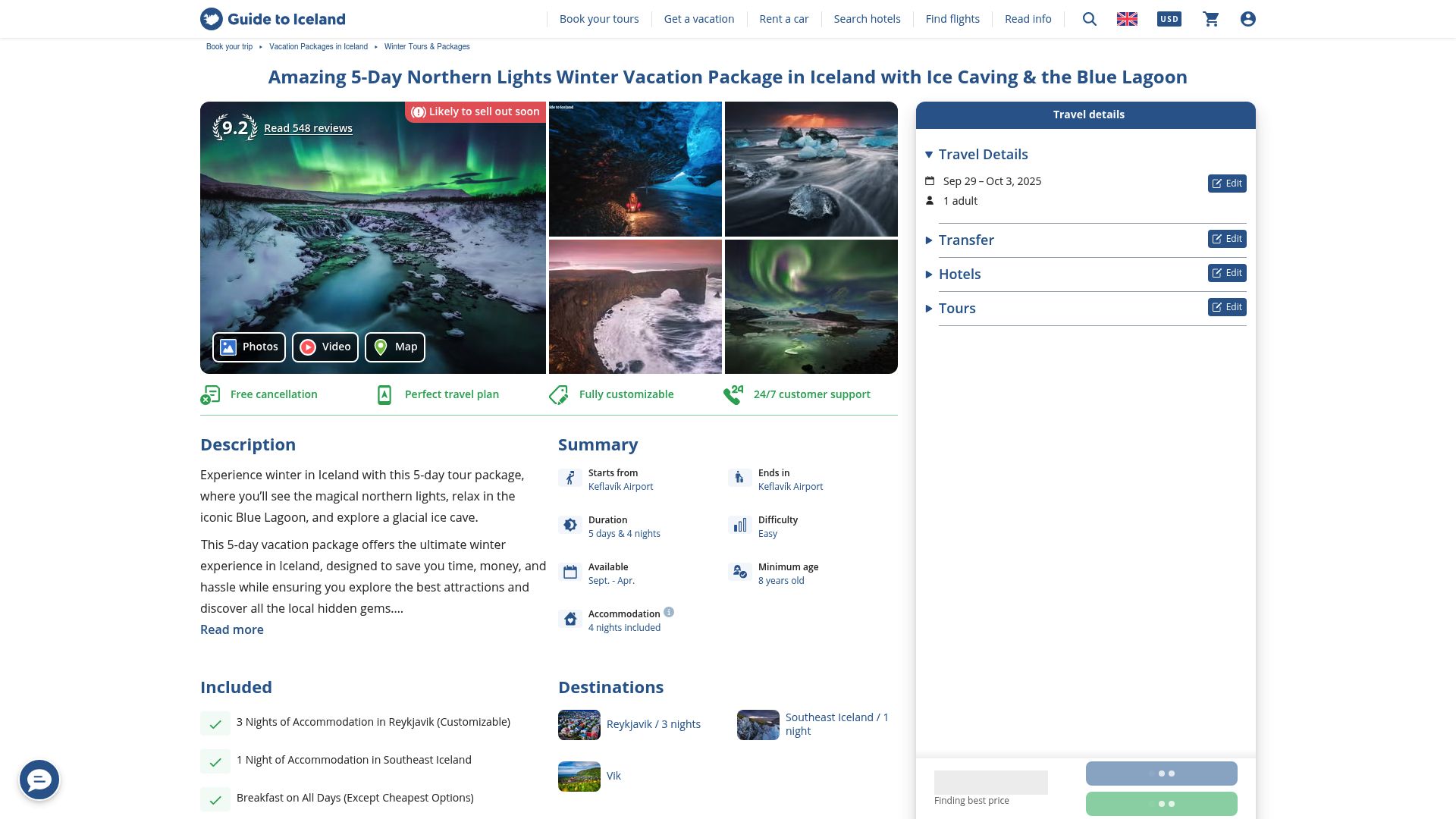 7 Best Northern Lights Vacation Packages to Book in 2025 - Amazing 5-Day Northern Lights Winter Vacation Package in Iceland with Ice Caving & the Blue Lagoon