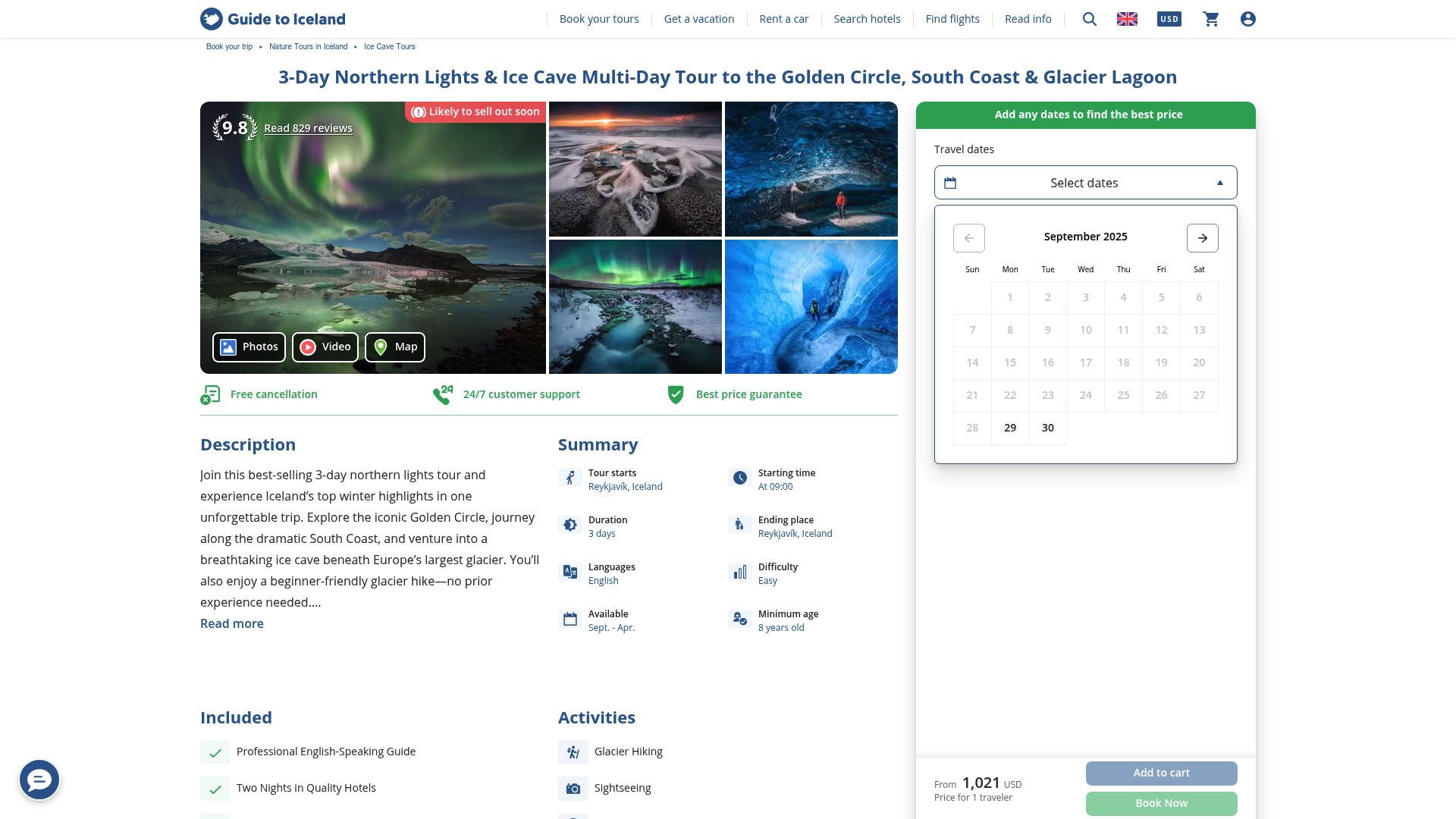 7 Best Northern Lights Vacation Packages to Book in 2025 - 3-Day Northern Lights & Ice Cave Multi-Day Tour to the Golden Circle, South Coast & Glacier Lagoon, Iceland