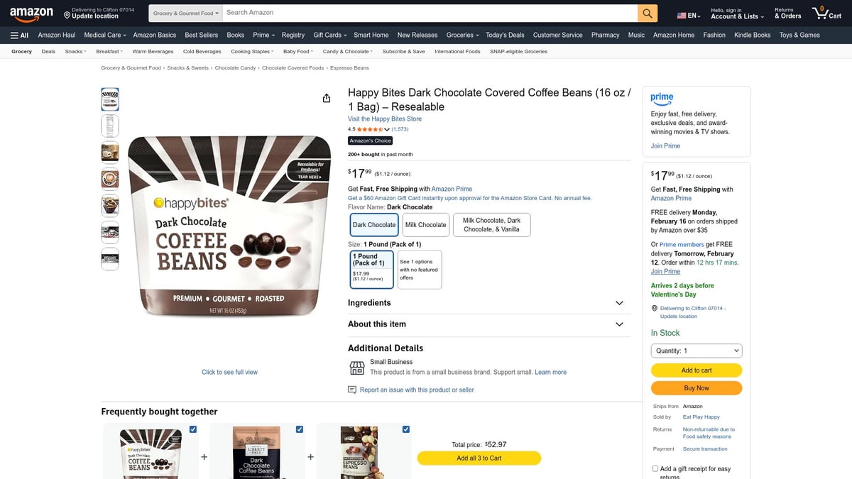 7 Irresistible Chocolate Coffee Beans to Try in 2026 - Happy Bites Dark Chocolate Covered Coffee Beans (16 oz)