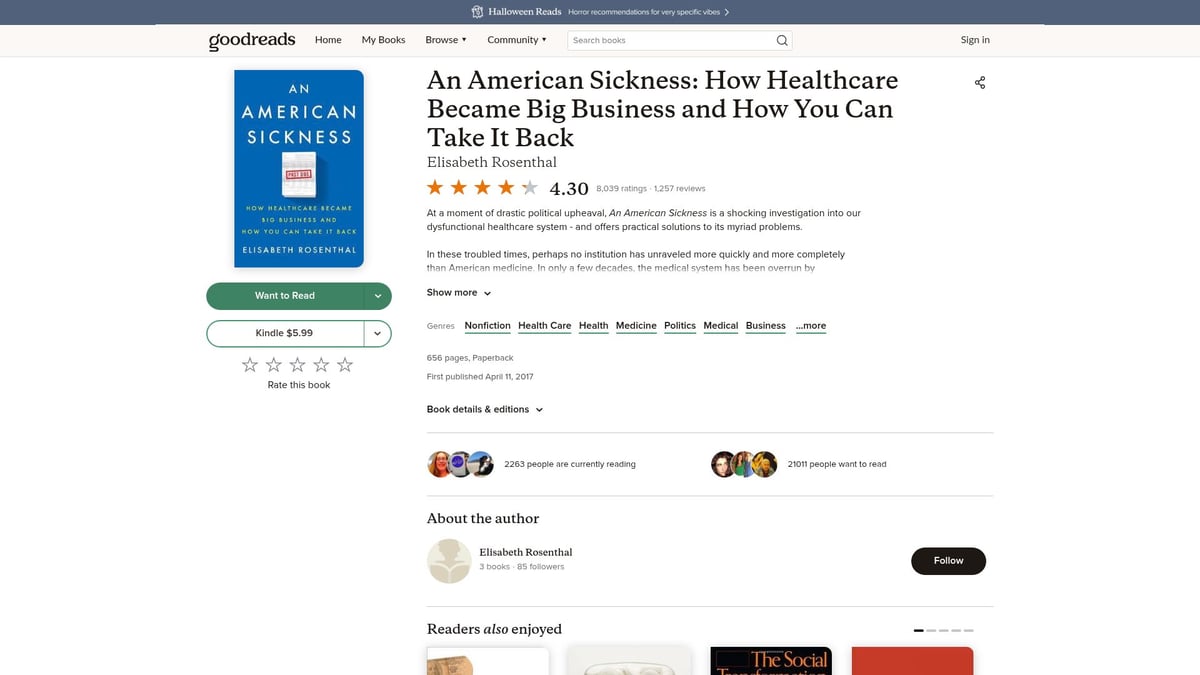 Top 8 Must-Read Healthcare Books for 2025 - An American Sickness: How Healthcare Became Big Business and How You Can Take It Back by Elisabeth Rosenthal