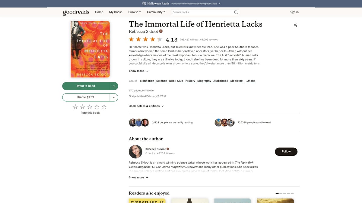Top 8 Must-Read Healthcare Books for 2025 - The Immortal Life of Henrietta Lacks by Rebecca Skloot