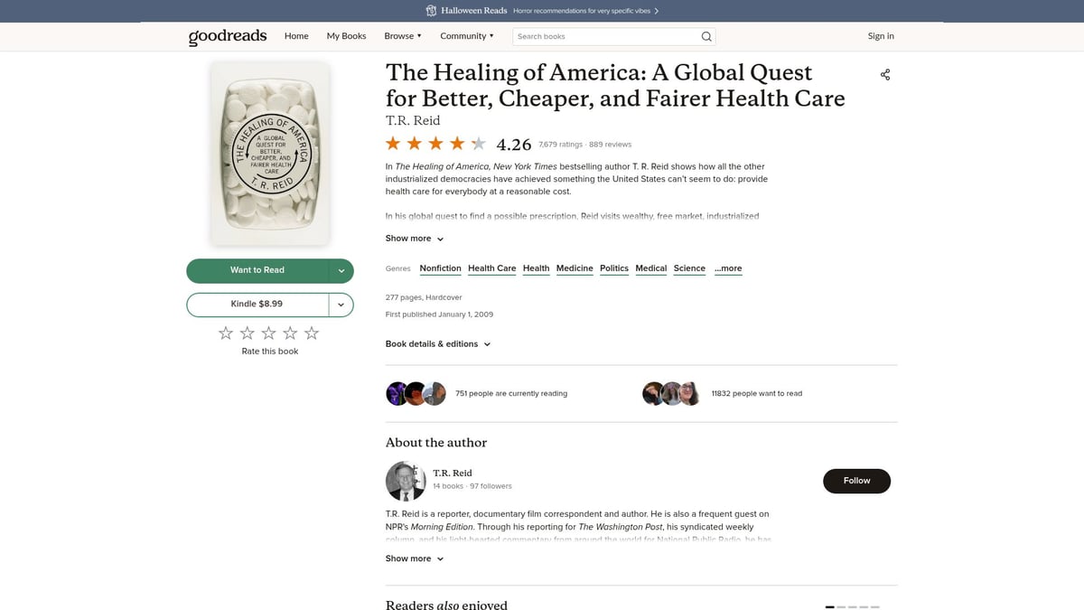 Top 8 Must-Read Healthcare Books for 2025 - The Healing of America: A Global Quest for Better, Cheaper, and Fairer Health Care by T.R. Reid