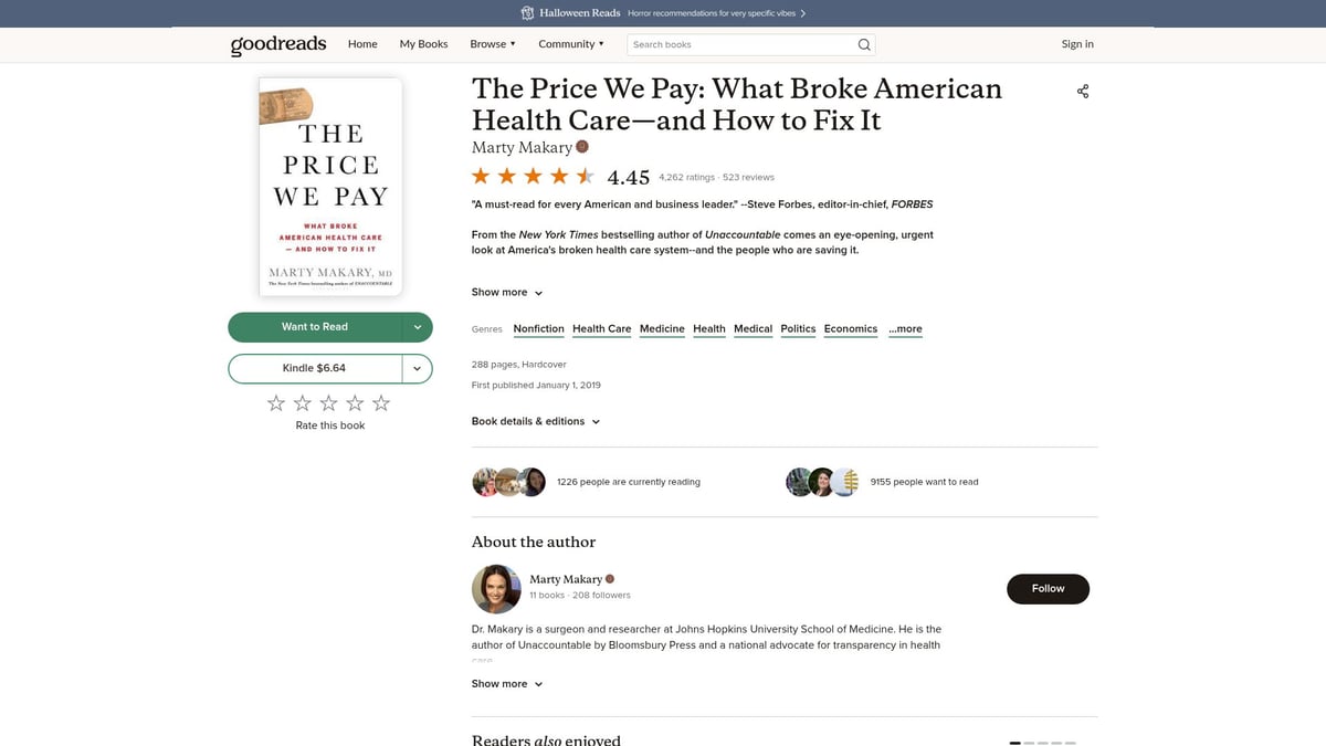 Top 8 Must-Read Healthcare Books for 2025 - The Price We Pay: What Broke American Health Care—and How to Fix It by Marty Makary