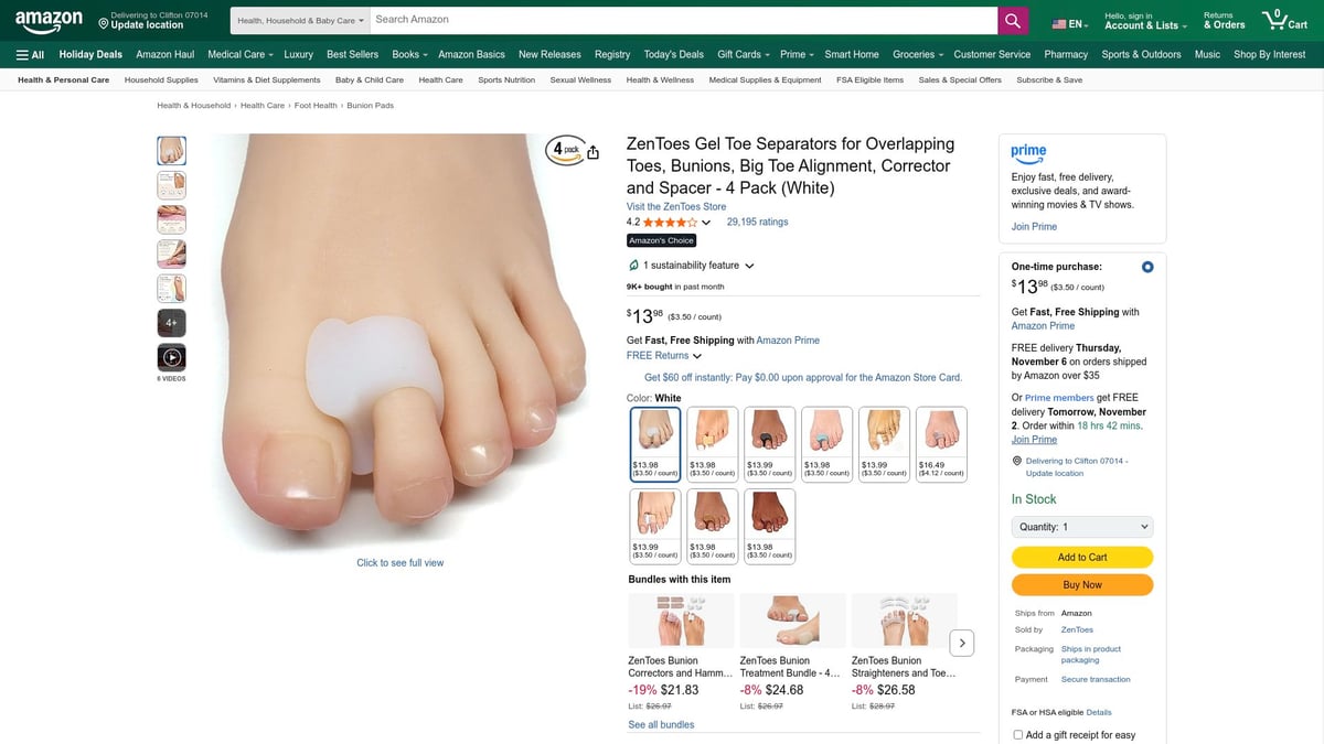 Top 8 Bunion Pads for Comfort and Relief in 2025 - ZenToes Gel Toe Separators – 4 Pack (White)