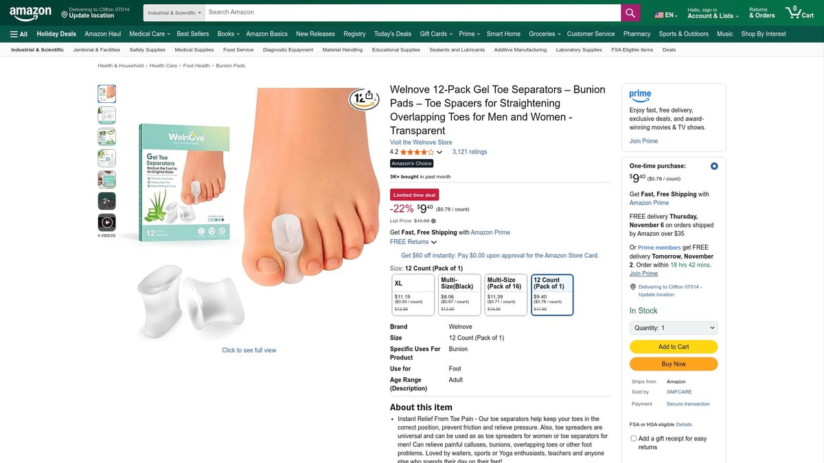 Top 8 Bunion Pads for Comfort and Relief in 2025 - Welnove 12-Pack Gel Toe Separators – Transparent