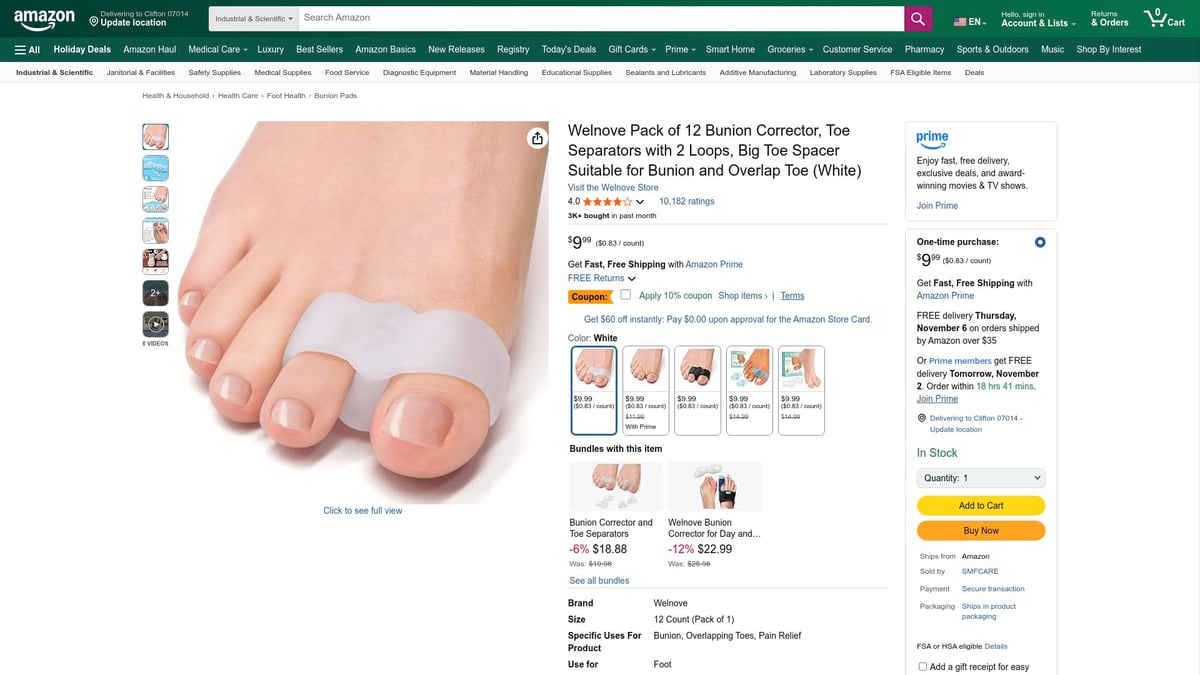 Top 8 Bunion Pads for Comfort and Relief in 2025 - Welnove Pack of 12 Bunion Corrector, Toe Separators with 2 Loops (White)