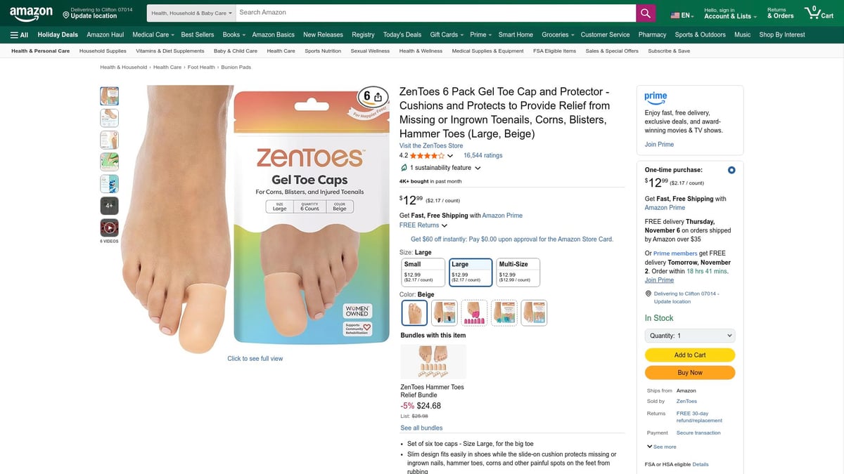Top 8 Bunion Pads for Comfort and Relief in 2025 - ZenToes 6 Pack Gel Toe Cap and Protector (Large, Beige)