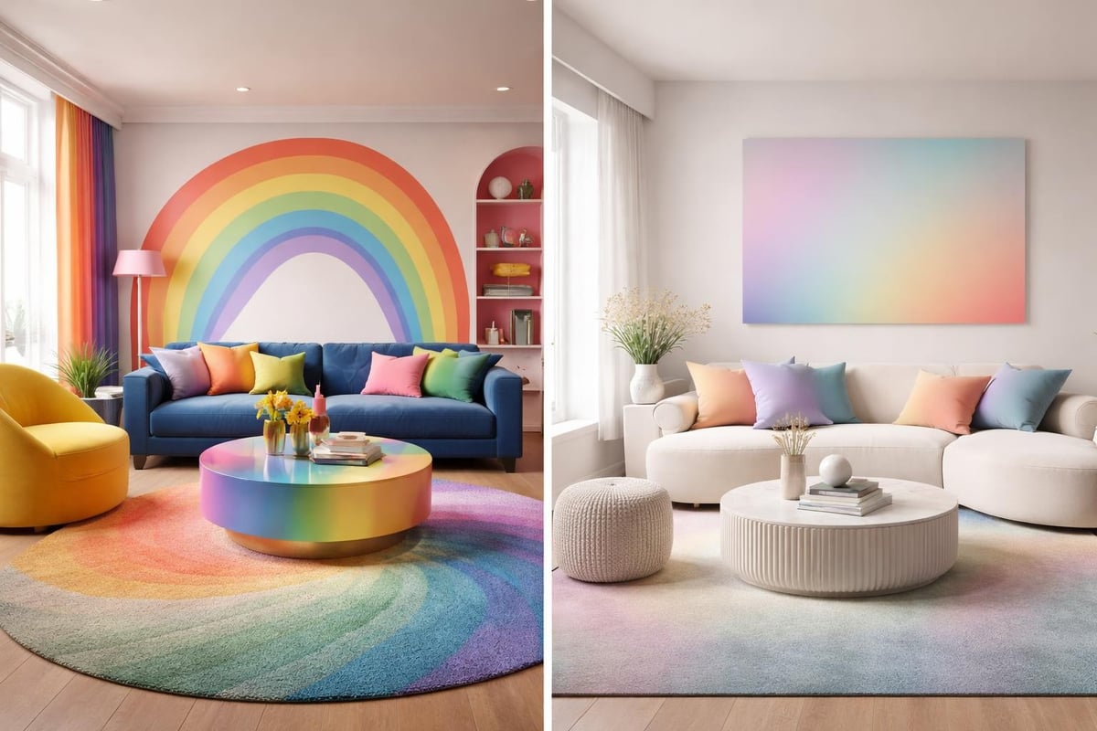 Sophisticated rainbow decor elements