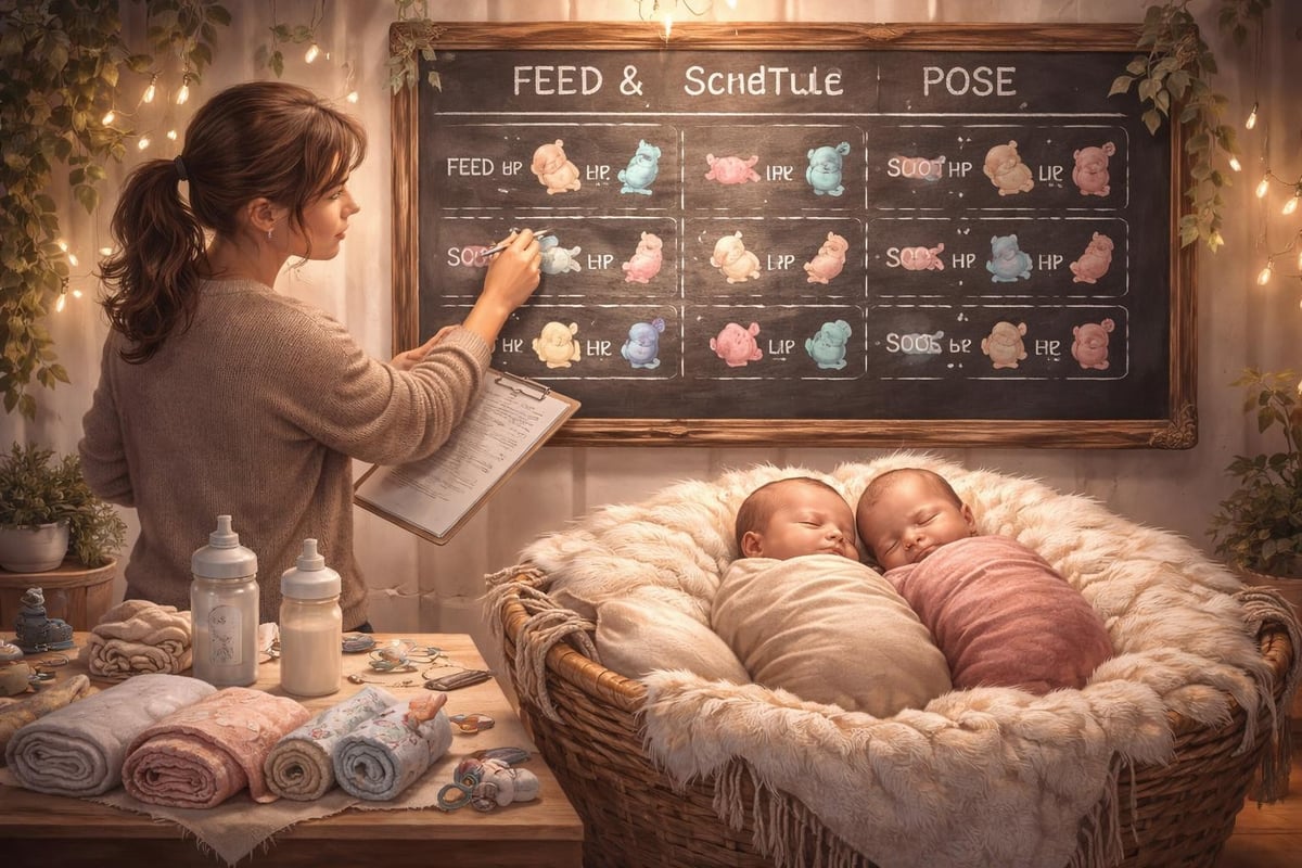 Twin photography timing workflow