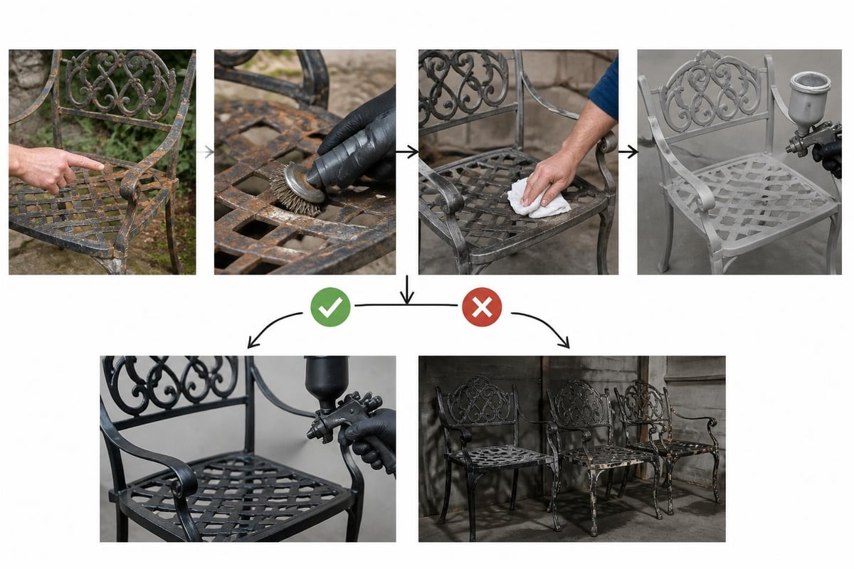 Wrought iron furniture restoration