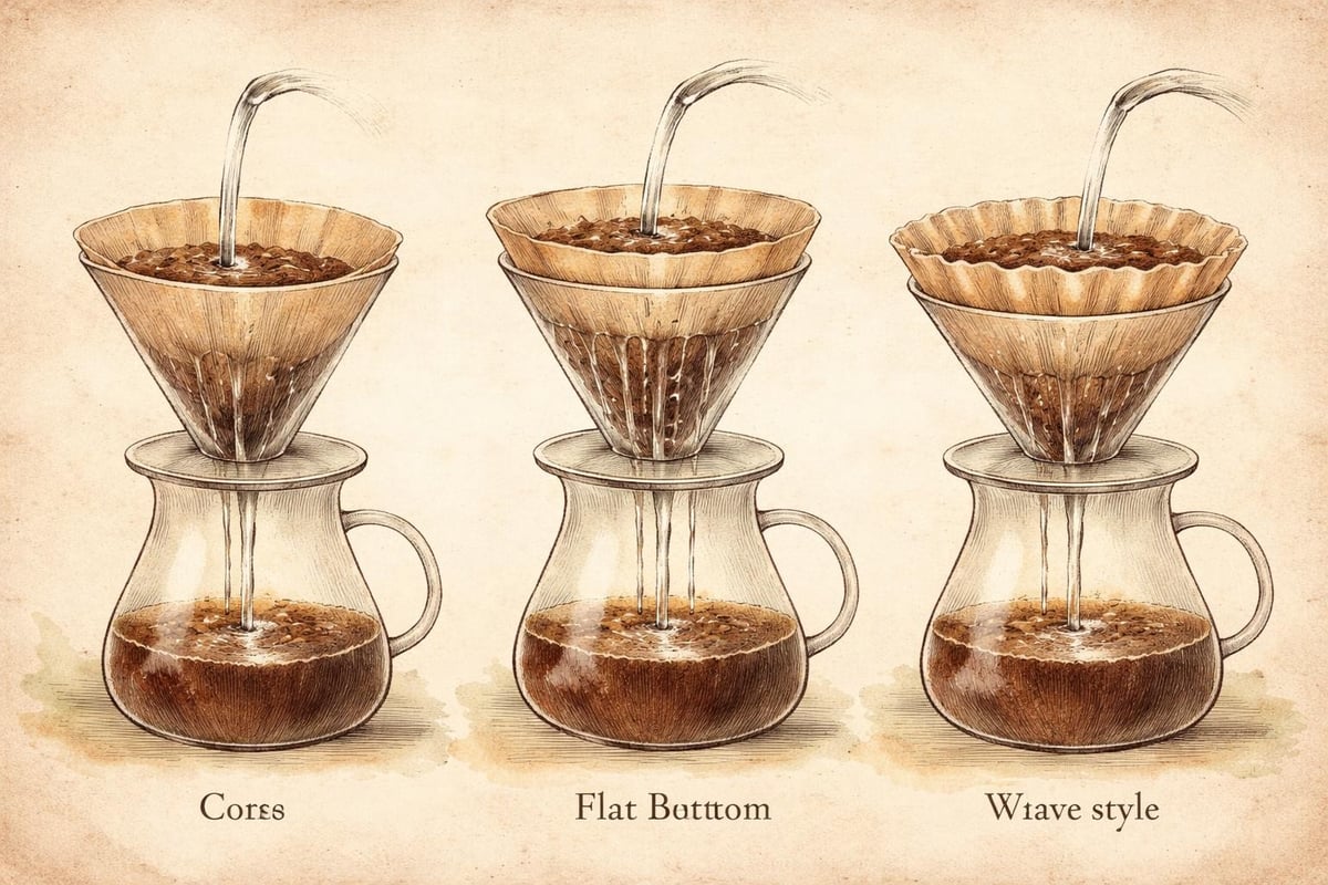 Pour over filter shapes