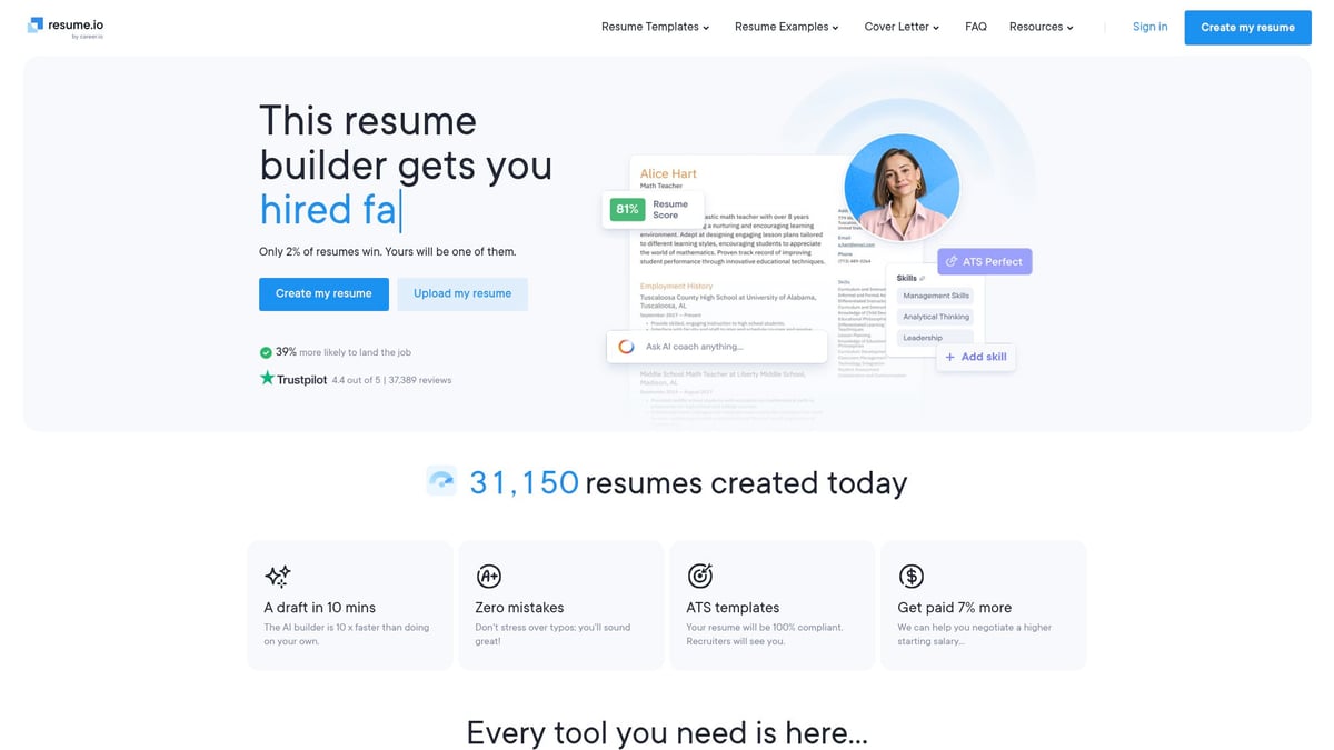 Top 7 Best Resume Free Tools for 2026 Job Seekers - Resume.io