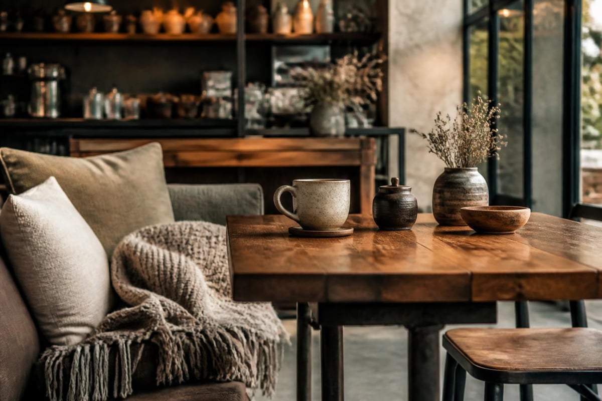 Matériaux naturels dans les cafés