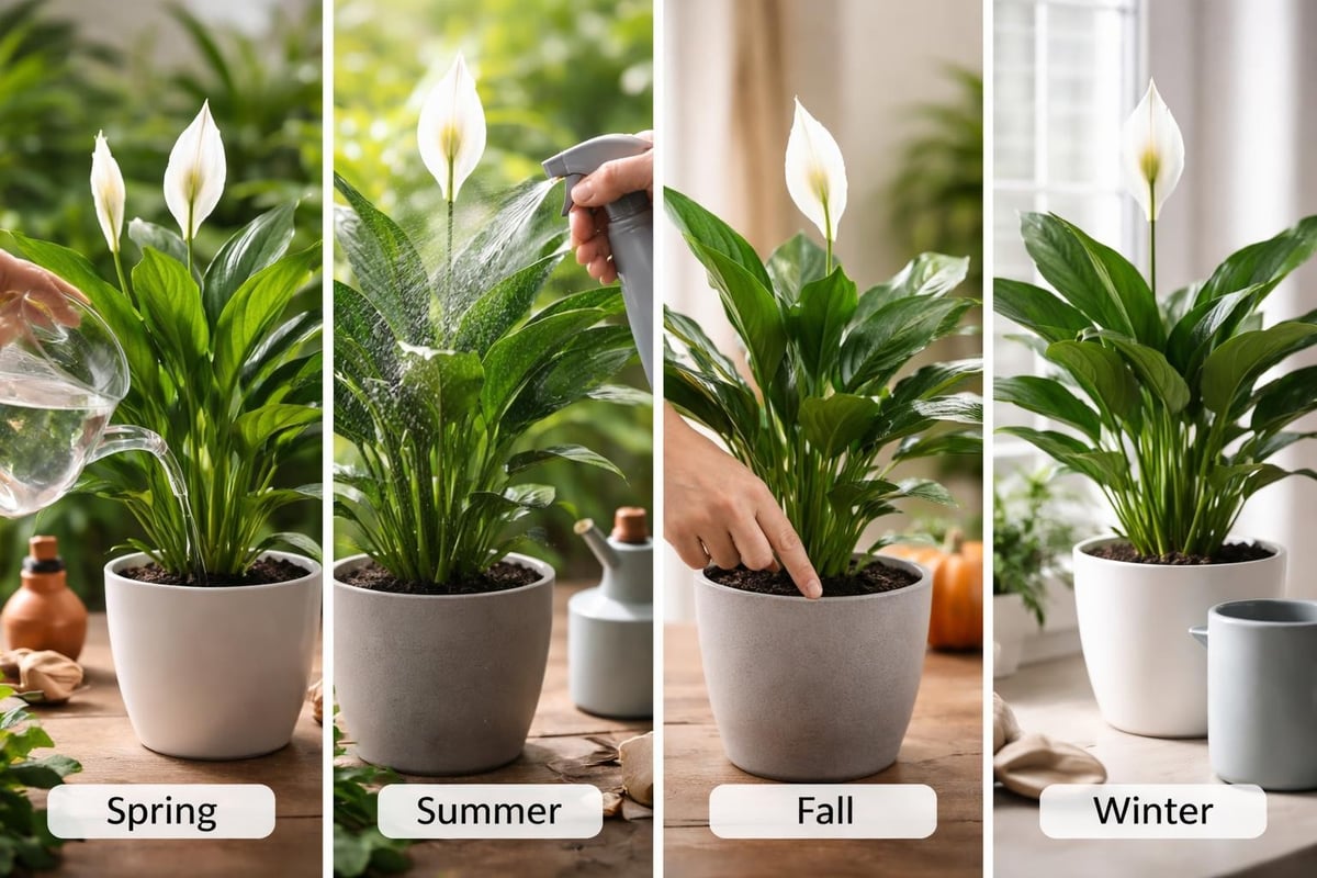 Seasonal peace lily care