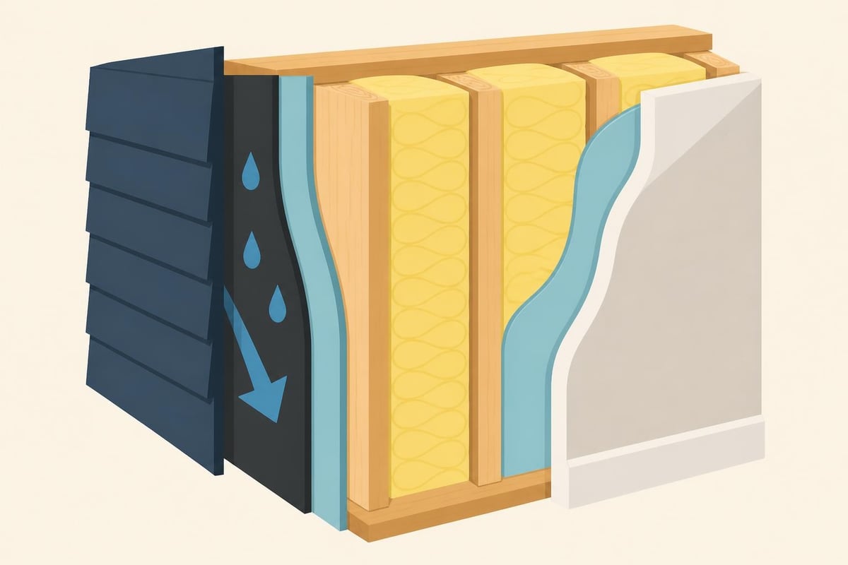 Insulation layers in timber garden room