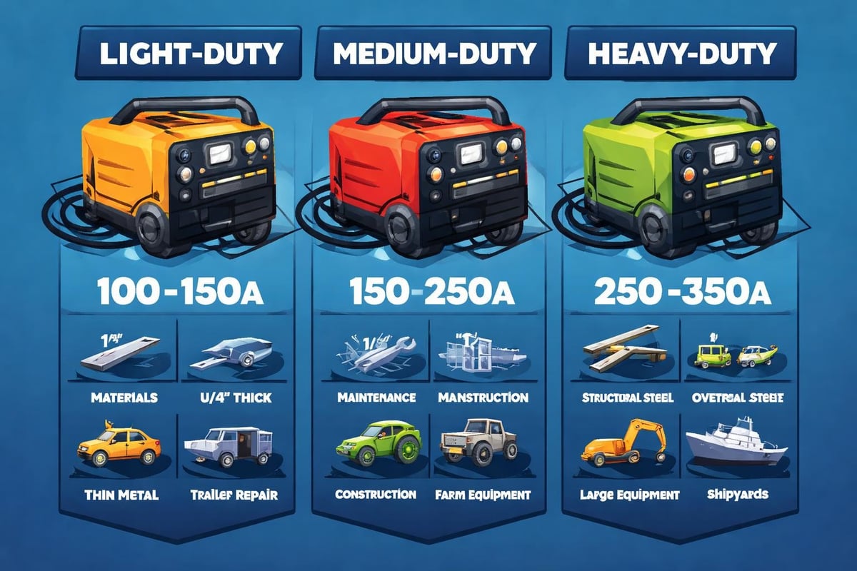 Gasoline welder power output ranges