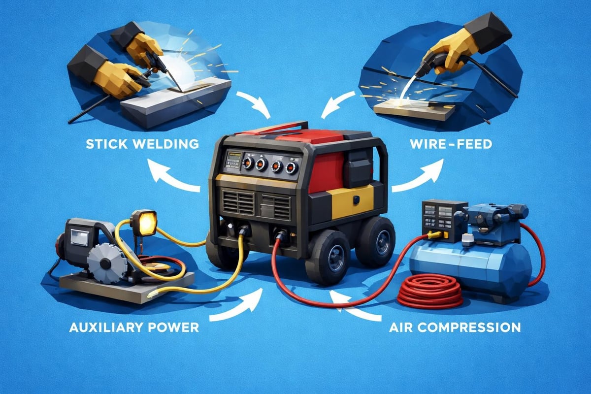 Multi-process gasoline welder capabilities