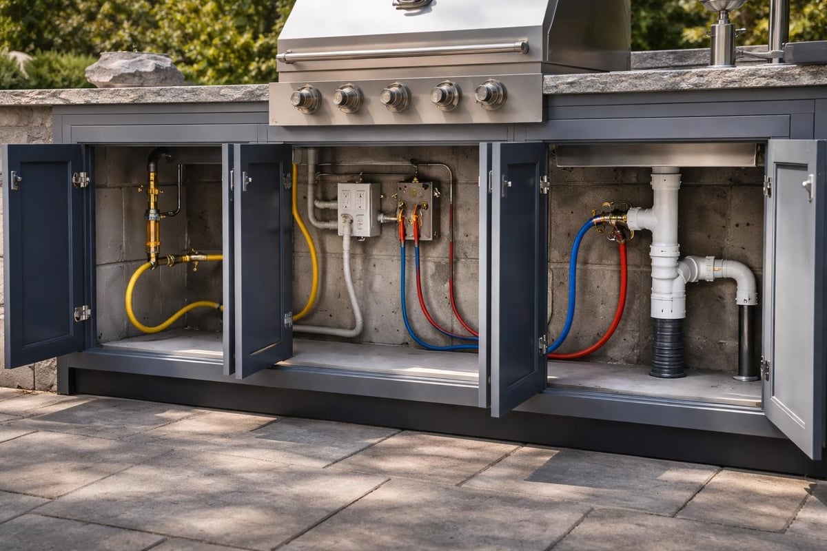 Outdoor kitchen utility planning