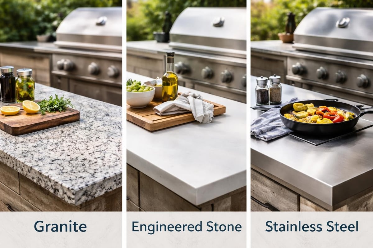 Outdoor kitchen counter materials comparison