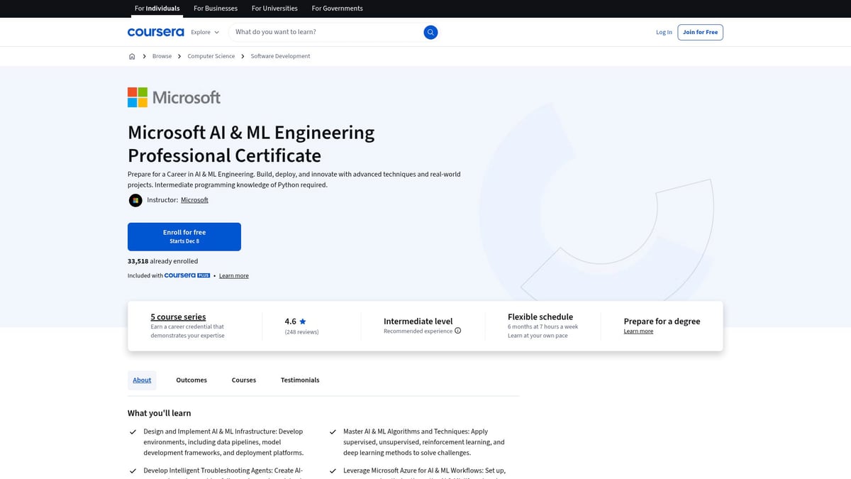 7 Top Coursera Artificial Intelligence Course Picks for 2026 - Microsoft AI & ML Engineering Professional Certificate