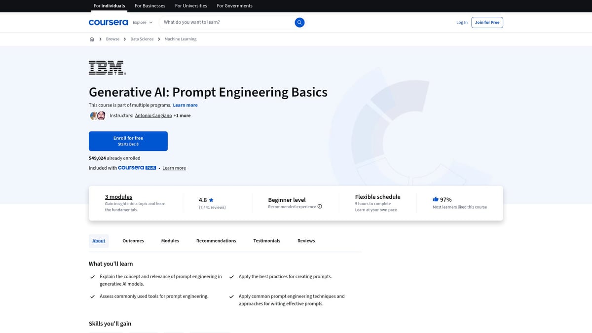 7 Top Coursera Artificial Intelligence Course Picks for 2026 - Generative AI: Prompt Engineering Basics