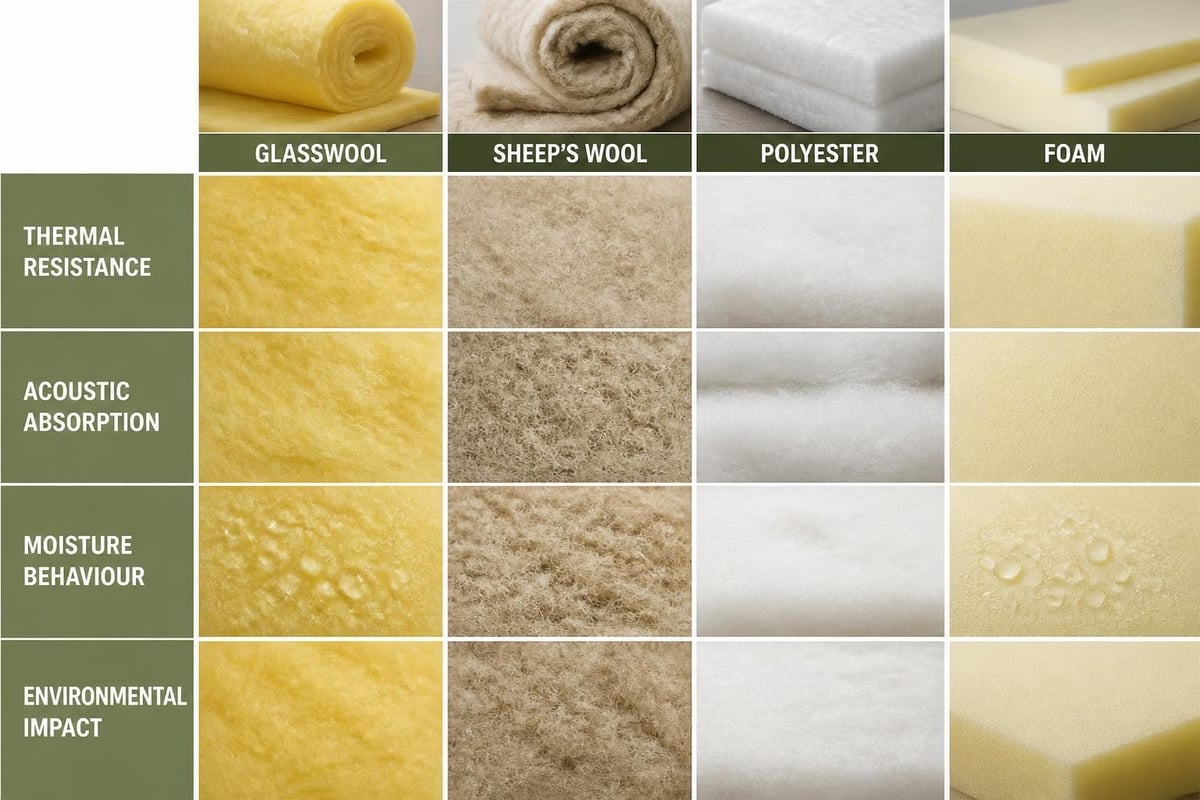 Insulation material comparison matrix