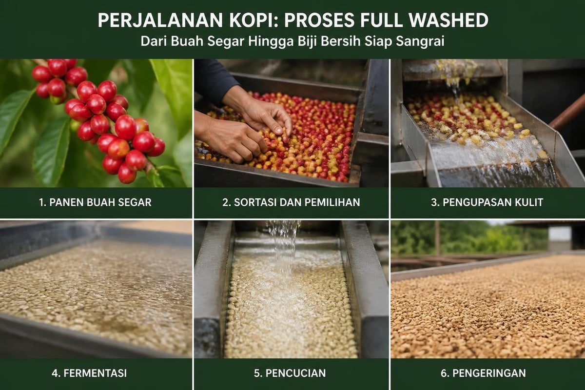 Proses full washed kopi
