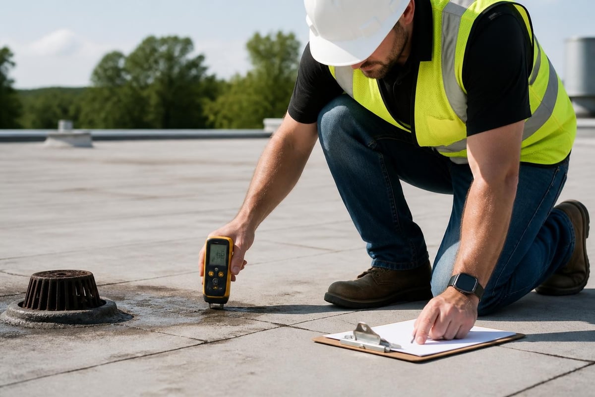 Commercial roofing job inspection process