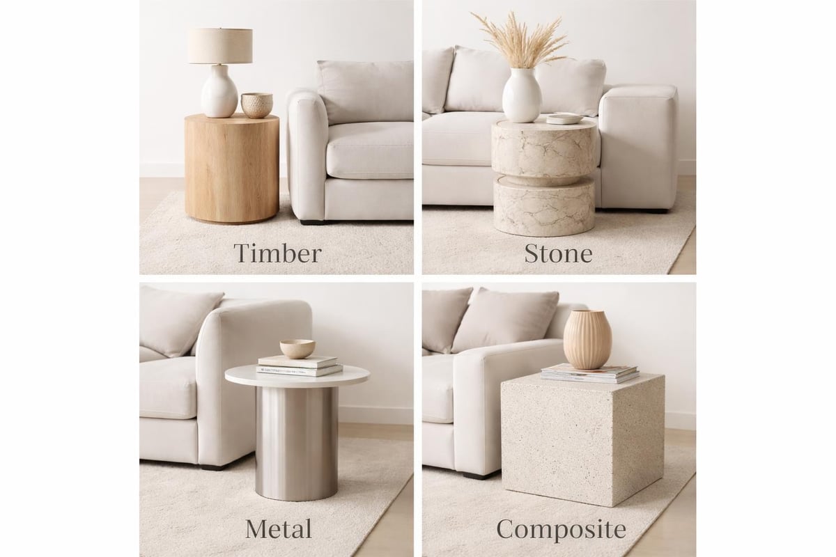 Material comparison for side tables