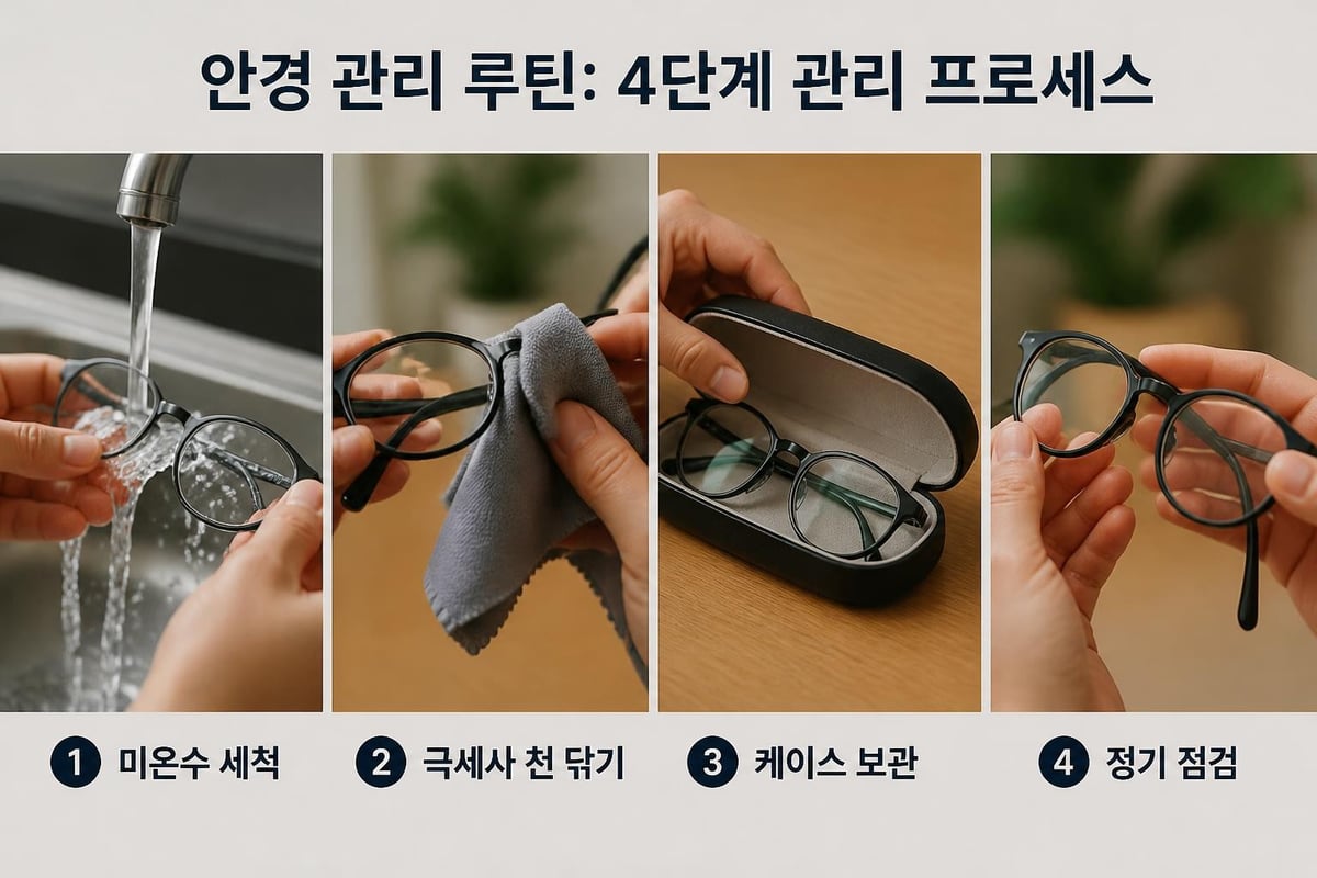안경 세척 및 보관