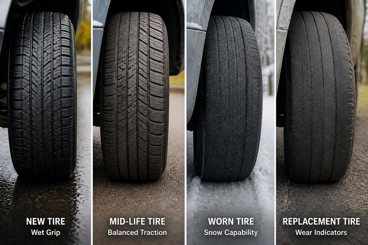 Tire tread depth progression