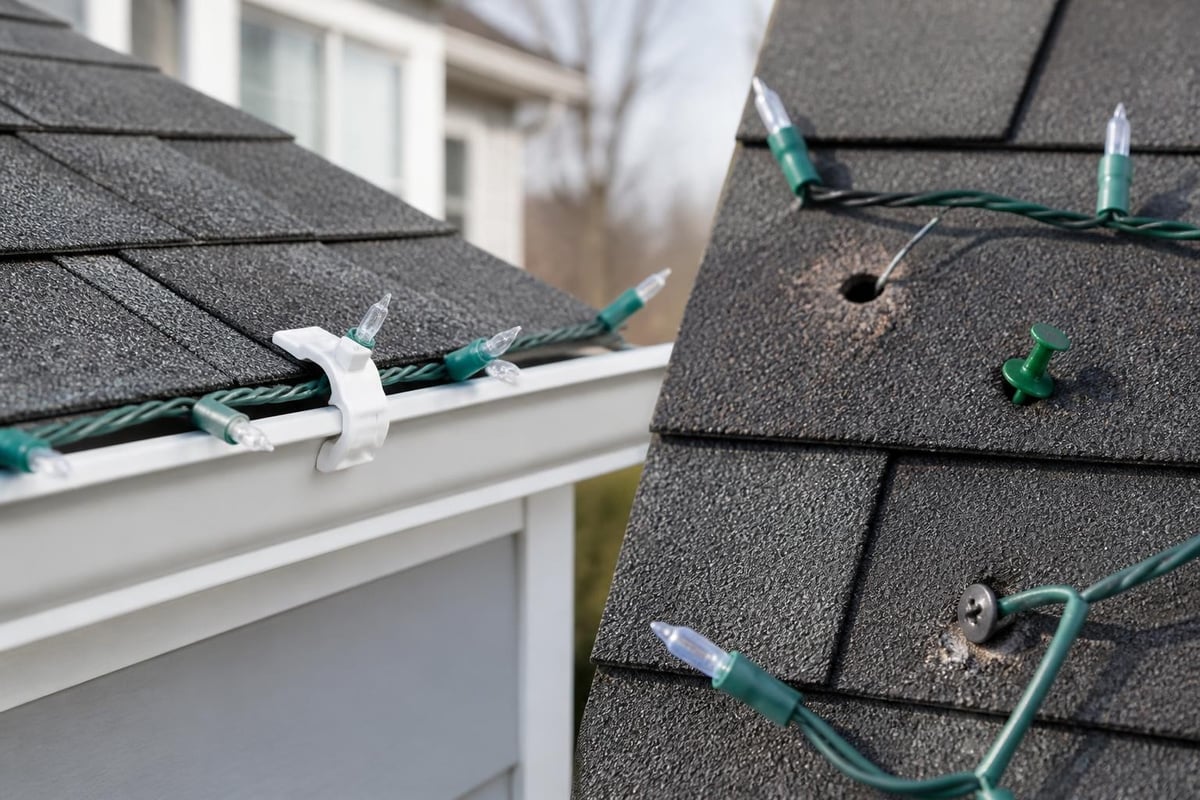 Safe Christmas light attachment methods