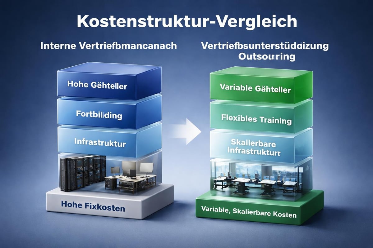 Kostenvergleich interne Vertriebsteams und Outsourcing-Modelle