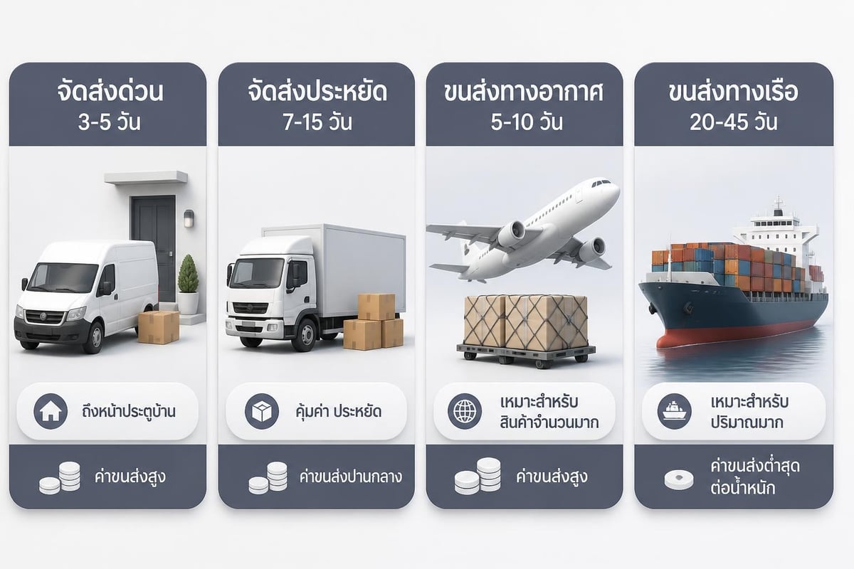 Shipping method comparison