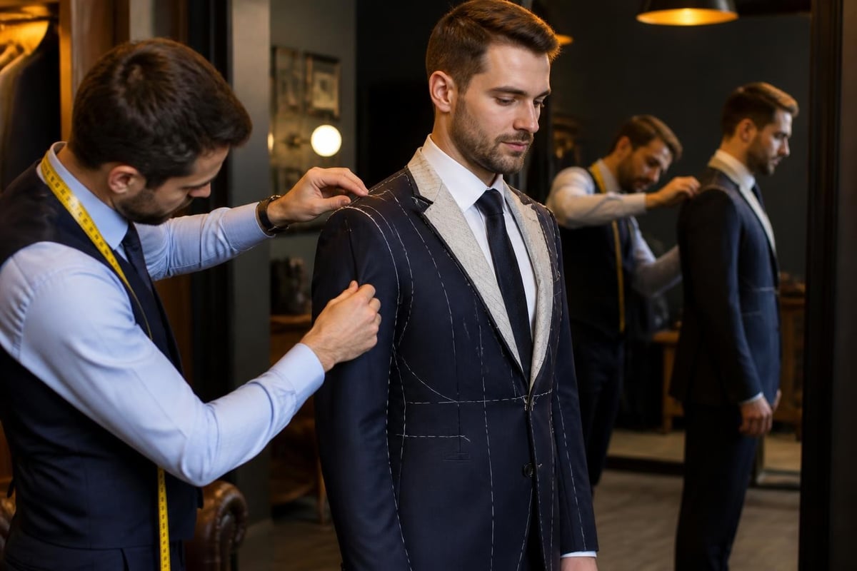 Wedding suit fitting stages