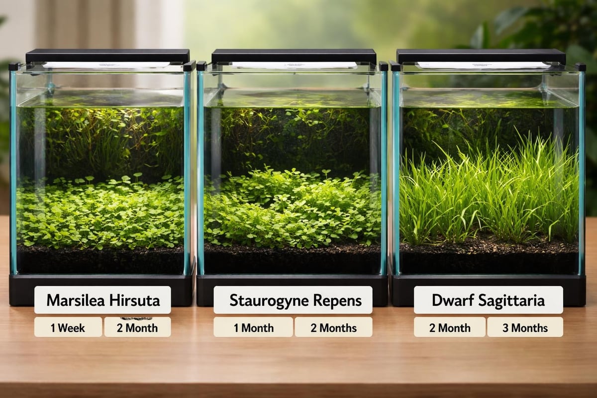Low tech carpet plant growth comparison