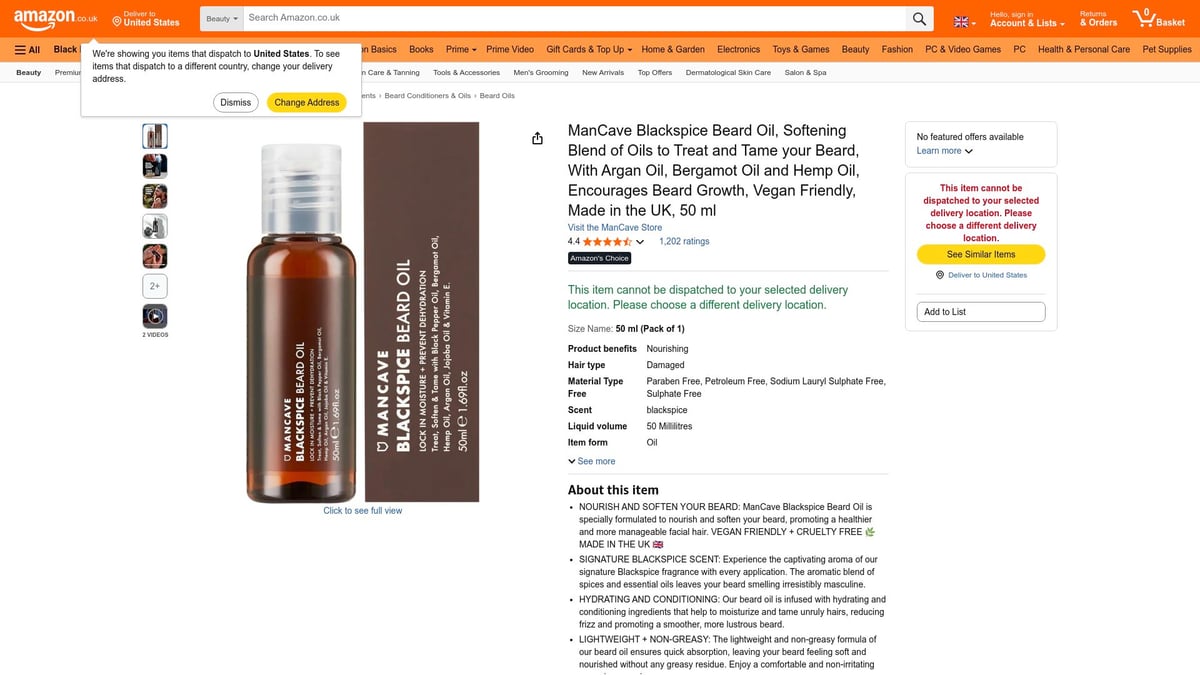 Top 7 Best Rated Beard Oil Picks for 2025 - ManCave Blackspice Beard Oil