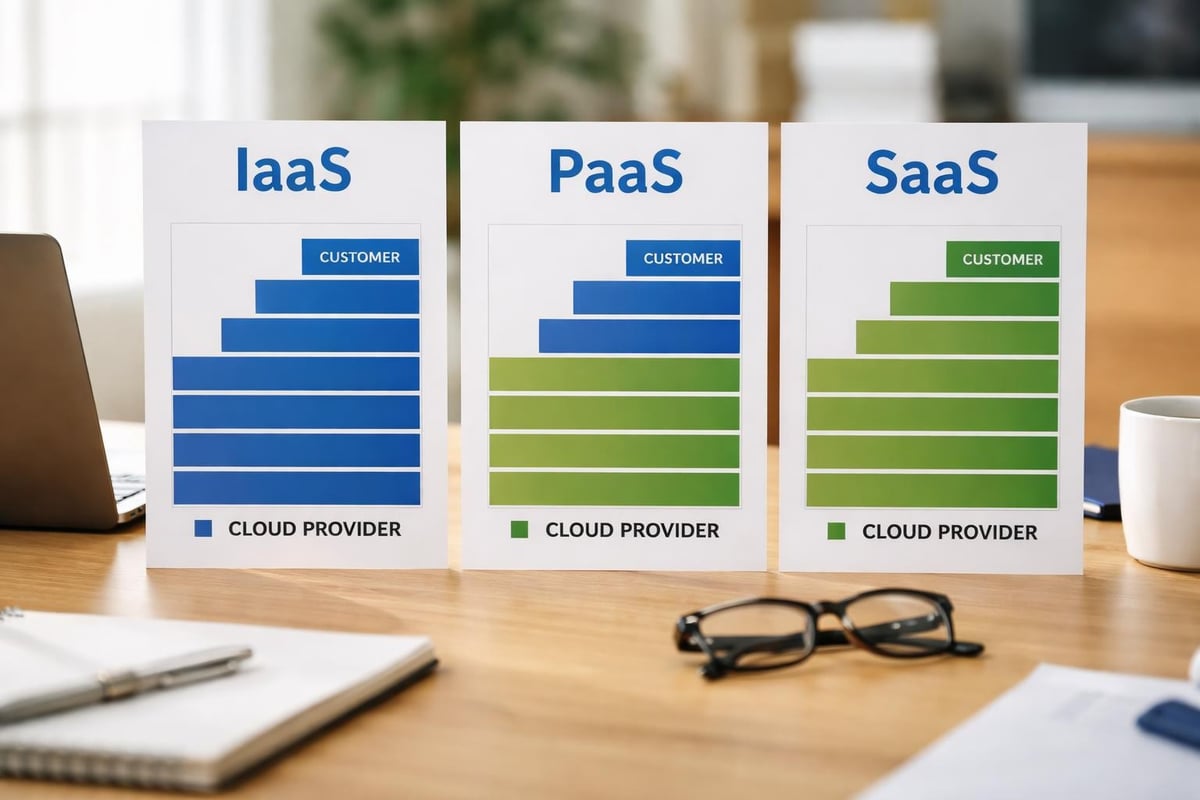 Cloud shared responsibility model across IaaS, PaaS, and SaaS